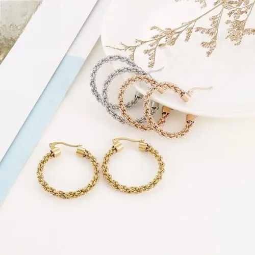 ETM330 Large Titanium Steel Vine Wrap Hoop Earrings for Women Trendy Circle Ear Decor