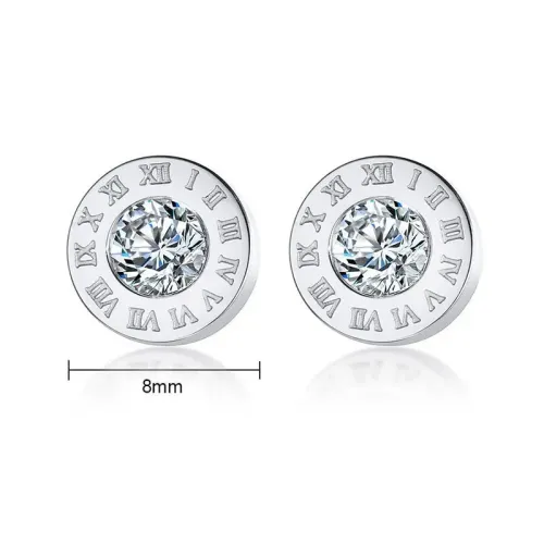 ETM795 Zirconia Stainless Steel Stud Earrings for Women Titanium Fashion Jewelry