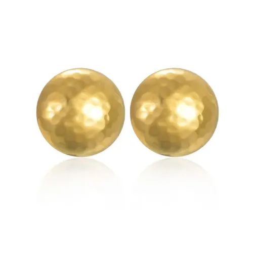 ETM603 18K Gold Stainless Steel Stud Earrings Unique Hammered Circle Design