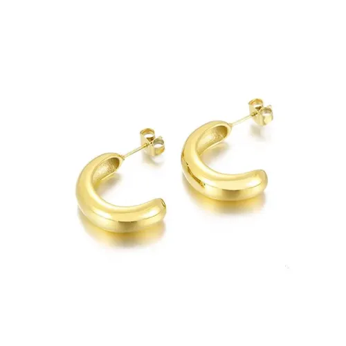 ETM399 Gold-Plated C-Shaped Stainless Steel Earrings for Women Chic Fashion Jewelry
