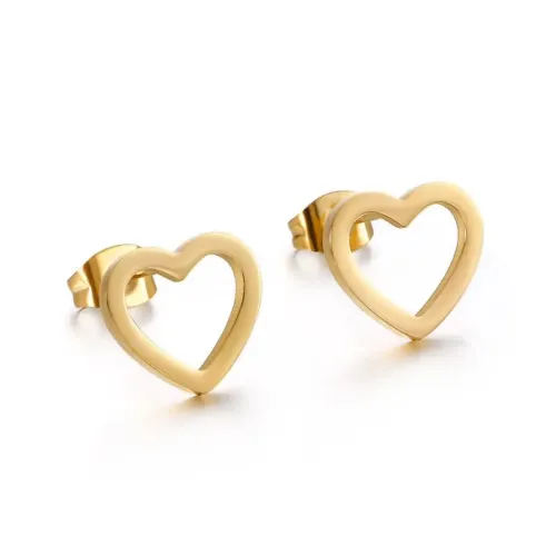 ETM815 Women's Titanium Steel Hollow Heart Stud Earrings Chic Fashion Jewelry