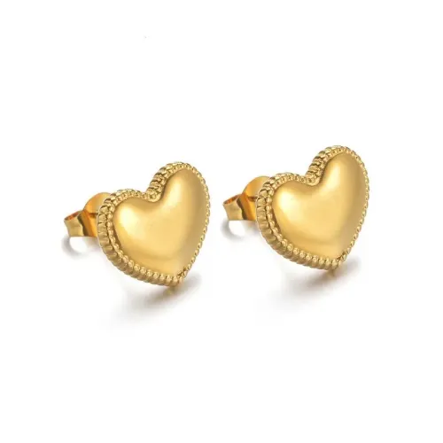 ETM779 Unique Heart Stud Earrings for Women Stainless Steel OL Fashion Jewelry