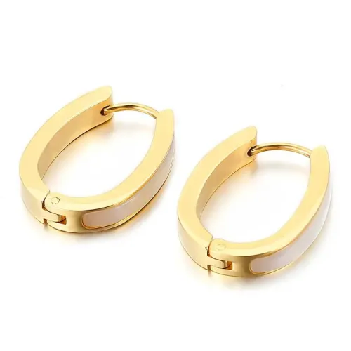 ETM477 Easy-Clasp Shell Earrings Stainless Titanium Steel Women's Jewelry