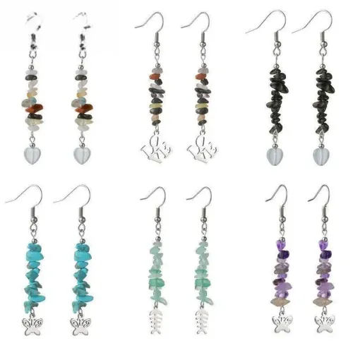 ETM738 Irregular Stone Drop Earrings for Women Stainless Steel Fashion Ear Jewelry