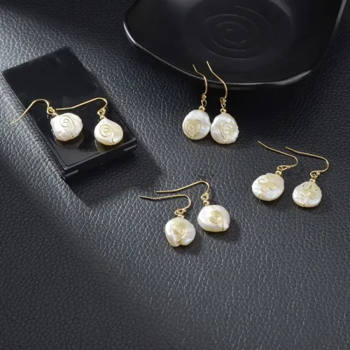 ETM544 Elegant 14K Gold Pearl Earrings with Titanium Steel Timeless Jewelry