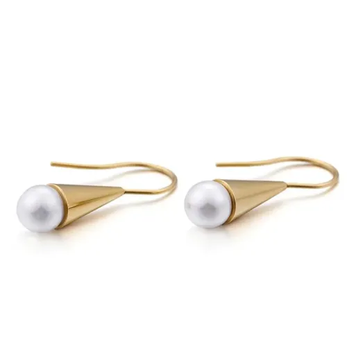 ETM408 Elegant Shell Pearl Drop Earrings for Women Chic and Sophisticated