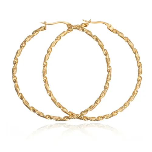 ETM737 Elegant Hollow Twist Pattern Large Hoop Earrings Chic Circle Ear Jewelry for Women