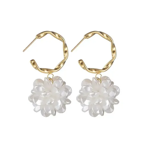 ETM591 18K Gold Titanium Baroque Flower Drop Earrings for Women Elegant Lady's Jewelry