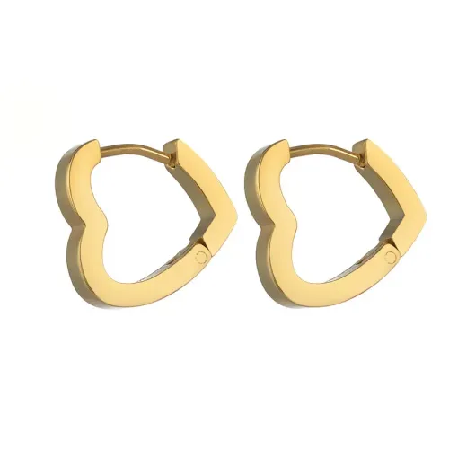 ETM723 Heart-Shaped Stainless Steel Hoop Earrings Geometric Love Arc Ear Accessories