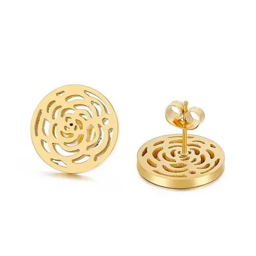 ETM251 Geometric Hollow Rhinestone Hoop Earrings for Women Stainless Steel Jewelry