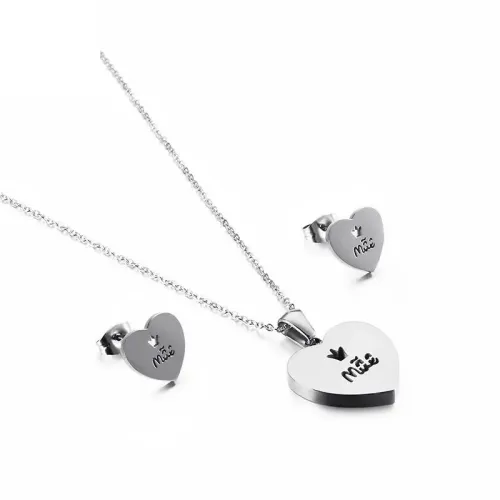 ETM293 Mother's Day Special: Heart-Shaped Hollow Necklace and Earrings Set Love Inspired Jewelry