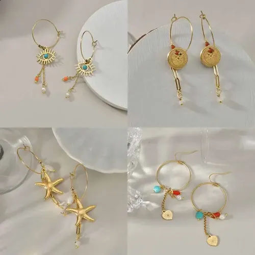 ETM561 Turquoise Pearl Earrings for Women Straight Drop Fashion Ear Accessories
