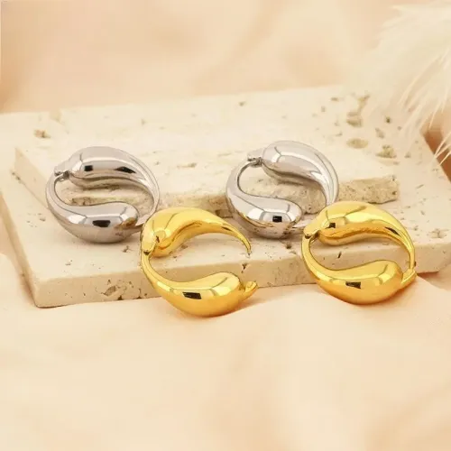 ETM482 Yin Yang Tai Chi Pisces Circle Earrings Symmetrical Stainless Steel Jewelry