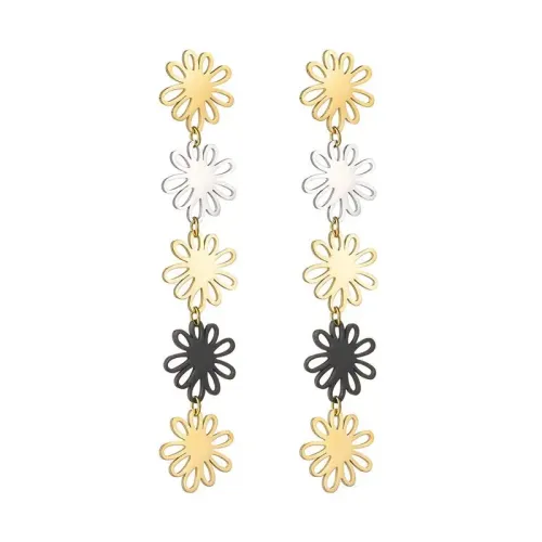ETM633 Chic Floral Stud Earrings for Women Titanium Steel 18K Gold Plated Jewelry