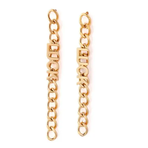 ETM287 Geometric Chain Studs with Gold Long Tassel 'Luck' Earrings for Women Trendy Jewelry