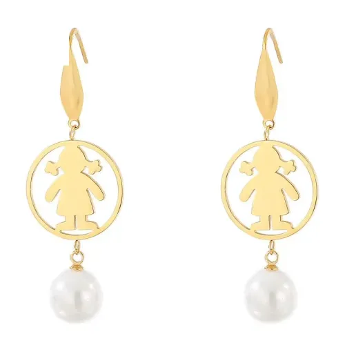 ETM343 Stainless Steel Shell Earrings for Women Hollow Circle Design, Young Girl's Fashion