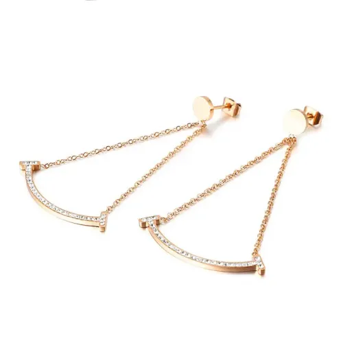 ETM349 Women's Zircon Smiley Face Titanium Steel Stud Earrings Stainless Steel Jewelry