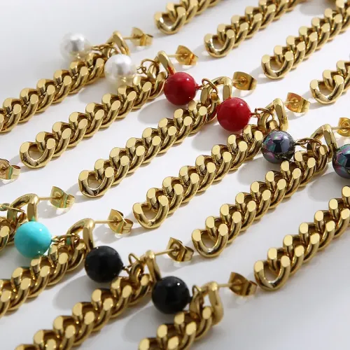 ETM374 Chic Simple Chain Long Drop Multicolor Earrings for Women