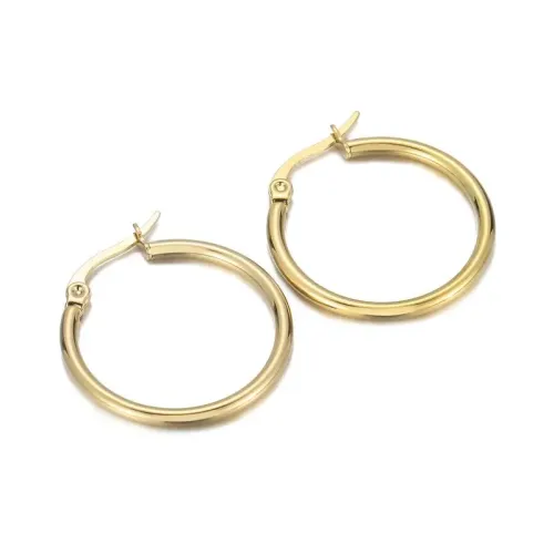 ETM240 Elegant 18K Titanium Steel Hollow Circle Earrings Fashionable Stainless Hoops for Women