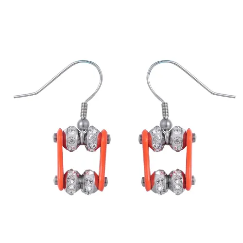 ETM534 Bike Chain Earrings with Zircon Titanium Steel Jewelry for Trendsetters