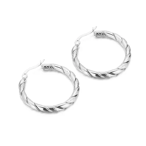 ETM842 30mm Twisted Rope Hoop Earrings in Titanium Steel for Women Chic Jewelry Accessory