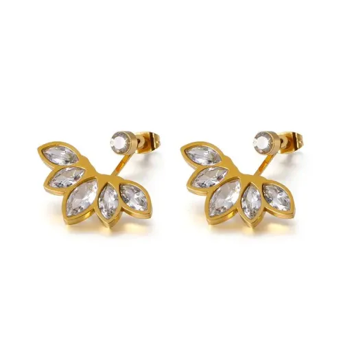 ETM406 Petite Zirconia Flower Earrings Vacuum Plated Jewelry for Women