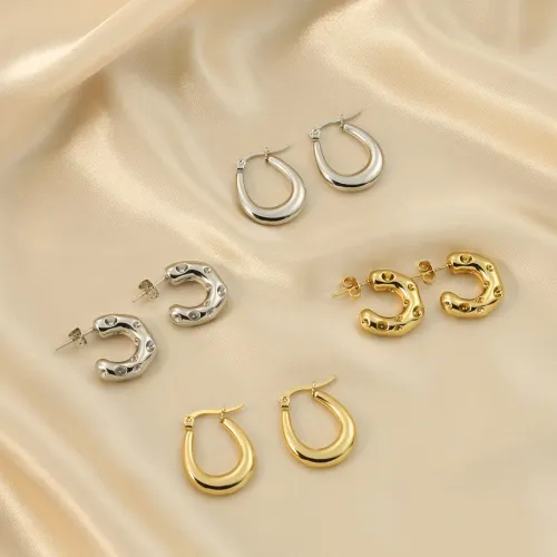 ETM496 U-Shaped Hollow Hoop Earrings for Women Titanium Steel with Oil Pressure Finish