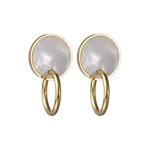 ETM770 Elegant Fritillaria Round Earrings for Women Winter OL Style Jewelry Accessory