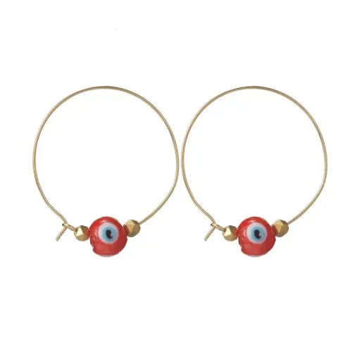 ETM719 14K Gold Evil Eye Beaded Earrings Stainless Steel Eye Studs for Protection Style