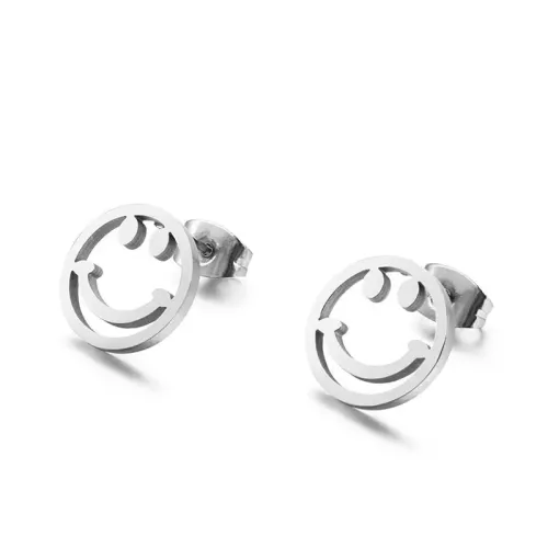 ETM230 Adorable Smiley Face Titanium Steel Earrings for Girls Trendy Accessories