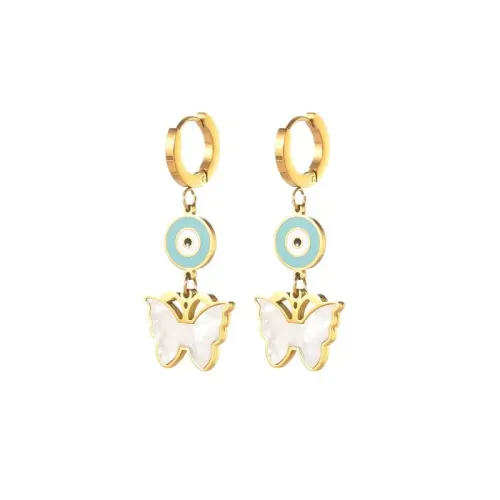 ETM758 14K Gold Stainless Steel Eye Series Studs Butterfly Heart Earrings