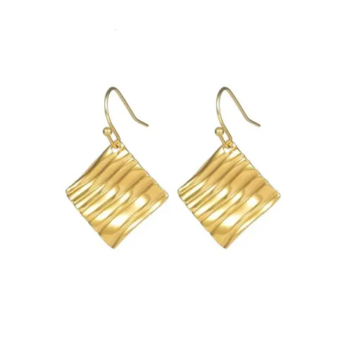 ETM726 18K Gold Titanium Irregular Square Geometric Drop Earrings Unique Earring Design