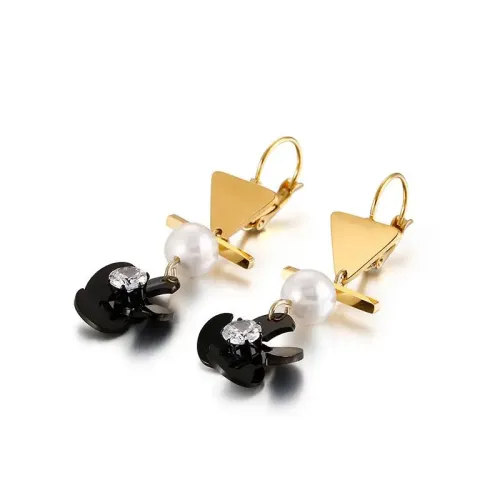 ETM436 Baroque Palace-Inspired Geometric Pearl Swirl Earrings