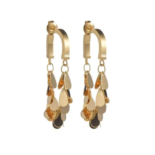 ETM612 Glitter Tassel Earrings Stainless Steel Dangle Ear Drops for Women