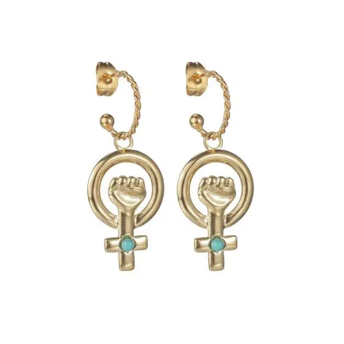 ETM568 14K Gold Stainless Steel Cross Palm Earrings for Women Chic OL Lady Jewelry