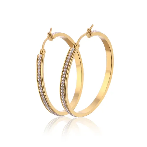 ETM532 DIY Hip Hop Beaded Hoop Earrings for Men Women Titanium Stainless Steel Jewelry