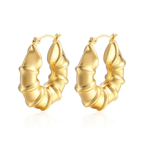 ETM504 Hollow Women's Earrings in Stainless Steel with Real Gold Plating Titanium Jewelry