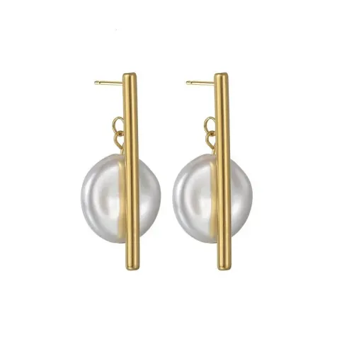 ETM780 18K Gold Stainless Steel Tassel Pearl Stud Earrings Unique Christmas Jewelry for Women