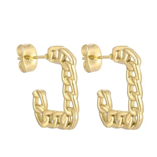 ETM259 Geometric Cuban Chain Hollow Earrings Women's Vintage Jewelry Accessory