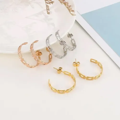 ETM336 Large Hoop Earrings for Slimming Effect Stainless Steel C-Shape Studs