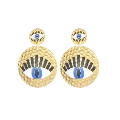 ETM580 Stainless Steel Evil Eye Drop Earrings Titanium Fashion Ear Decor