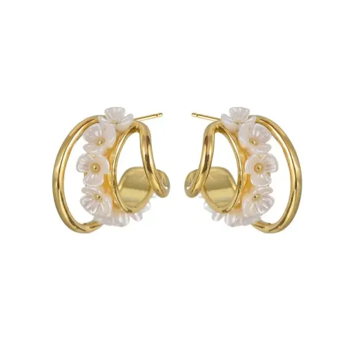 ETM572 C-Shaped Floral Stud Earrings for Women Autumn/Winter Collection