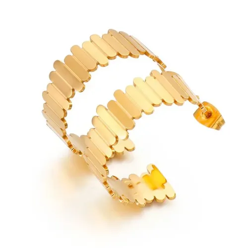 ETM416 Chic Semi-Circle Stud Earrings for Girls Stainless Steel Fashion Ear Decor