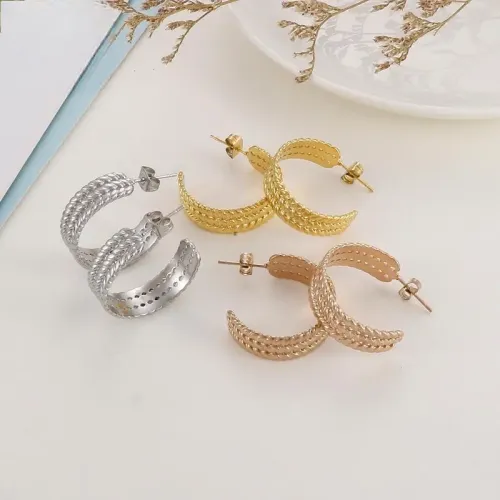 ETM337 C-Shape Geometric Hoop Earrings Titanium Steel Jewelry for a Modern Look