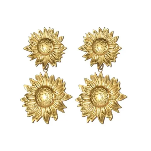 ETM559 Sunflower Earrings Sunflower Drop Jewelry for Office Ladies (OL)