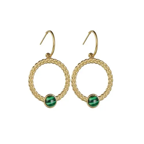 ETM585 14K Gold Turquoise Earrings for Women Titanium Steel OL Lady Drops