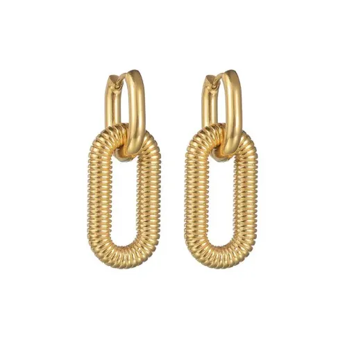 ETM634 18K Gold Plated Stainless Steel Chain Earrings Elegant Jewelry Accessories