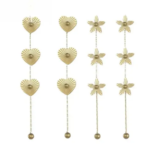 ETM636 14K Gold Titanium Heart Tassel Earrings for Women Elegant Drop Jewelry