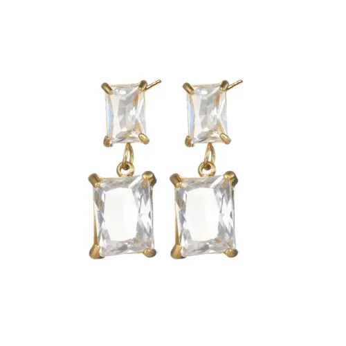 ETM589 Square Transparent Crystal Stud Earrings for Women Elegant Jewelry Accessories