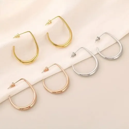 ETM278 U-Shape Arc Line Titanium Steel Earrings for Women Sleek Modern Ear Accessories